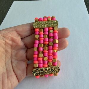 Lilly Pulitzer stacked bead stretch bracelet pink and orange